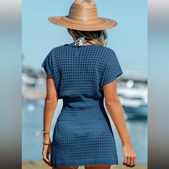 ‼️SOLD‼️Sheer Cutout Cover-Up Mini Dress - Picture 2 of 4